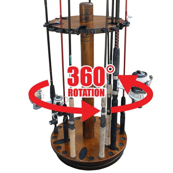 30 Fishing Rod Spinning Wood Storage Rack - Dark image number 0