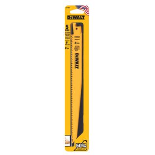 DEWALT 6" 6 TPI Taper Back Bi-Metal Reciprocating Blade for General Purpose Wood Cutting, 2-Pack