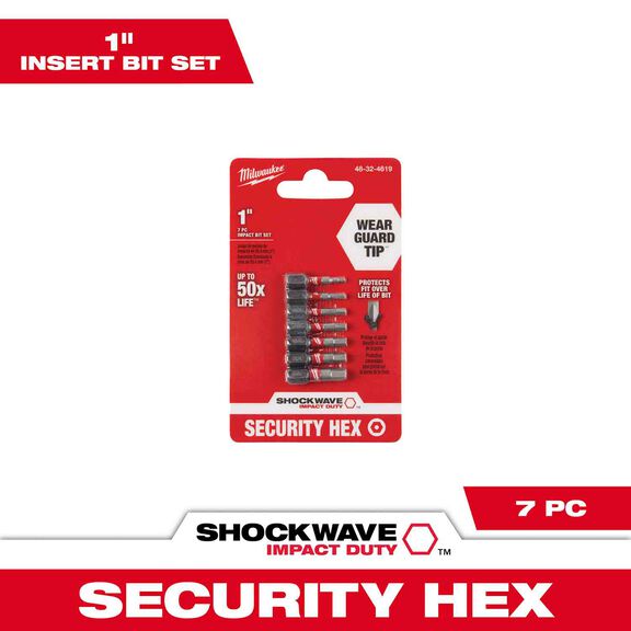 7 Piece SHOCKWAVE&trade; Impact Hex Security Insert Bit Set image number 0