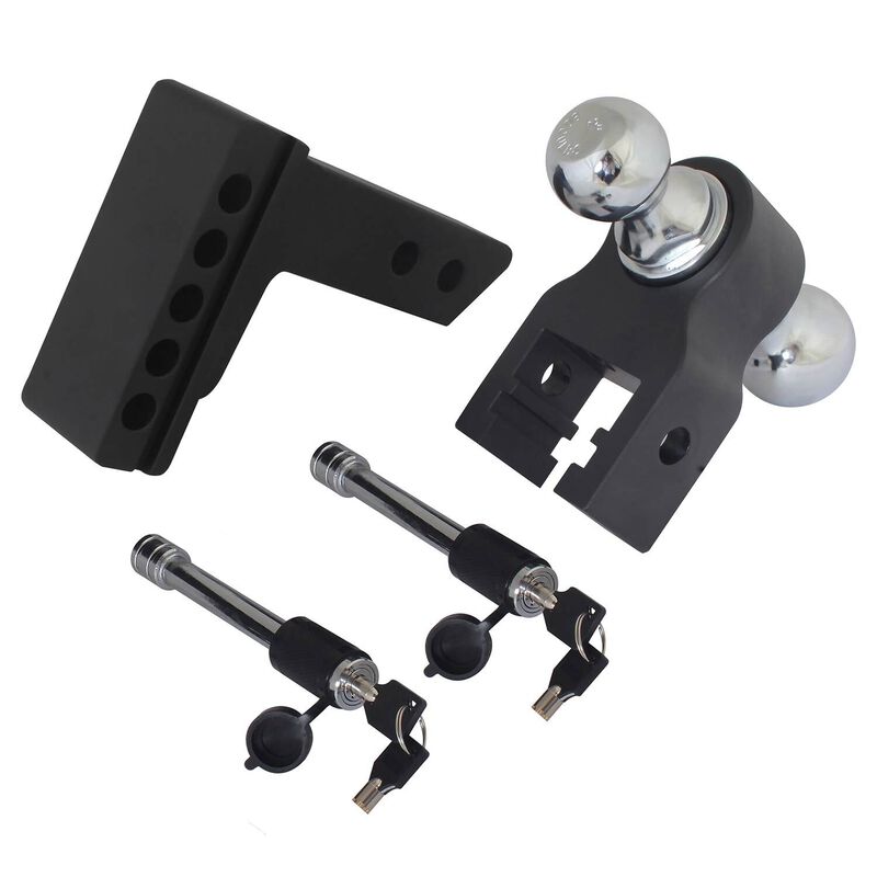 Blackout Series 8,000 lbs/10,000 lbs Adjustable Drop Hitch, 2" & 2-5/16" Ball, 0-4" Drop image number 1