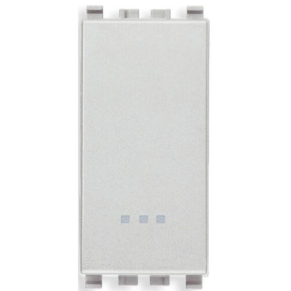 Vimar Eikon 1P 16AX 2-Way (3-Way) Switch, Lightable, Replaceable Button, Next (Silver) image number 0
