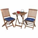 3-Piece Square Bistro Set with Blue Cushions image number 0
