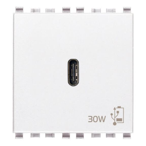 Vimar Eikon USB-C Power Delivery (PD) Supply Unit 30W, 2-Module, White image number 0