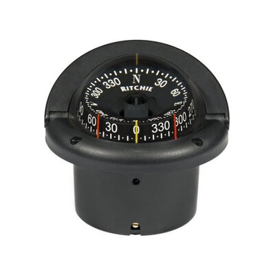 Flush-Mount Helmsman Compass, 3-3/4" CombiDamp Dial, Black
