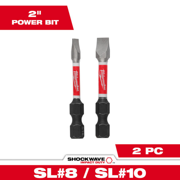 SHOCKWAVE 2" Impact Slotted 3/16" & 1/4" Power Bit, 2-Pack image number 0