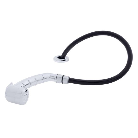 Deck-Mount Sprayer Small Chrome Sprayer No Hook w/Elbow, 6' Black Rubber Hose, Ultra-Low Profile Holder image number 1