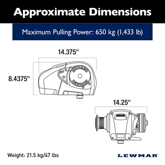 Lewmar H2 Gypsy/Drum Windlass 24V 8mm image number 1