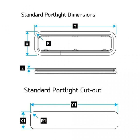 Standard Series #1RE 6-3/4" L x 13-11/16" W Smoke Gray Rectangular Opening Portlight image number 2