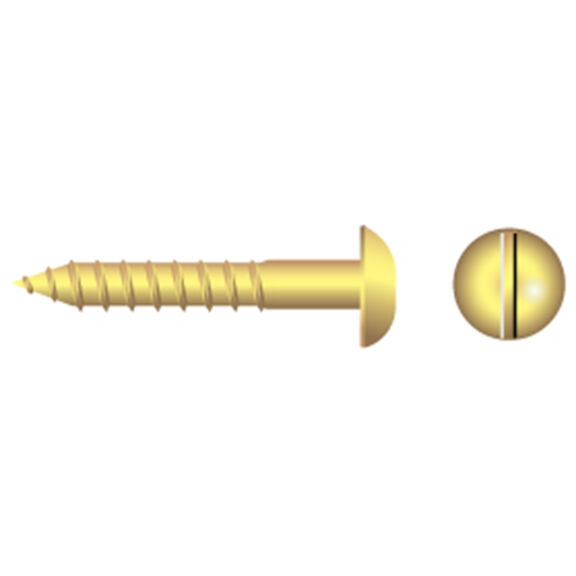 #4 X 1/2" Brass Slotted Round-Head Wood Screws, 100-Pack image number 0