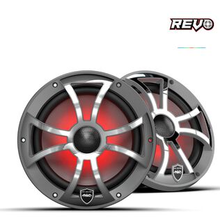 Wet Sounds REVO 8 inch High Output Coaxial Speakers w/ XS-Gunmetal Stainless Steel RGB Grilles