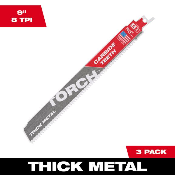 9" 8TPI The TORCH&trade; with Carbide Teeth SAWZALL&reg; Blades, 3 Pack image number 0