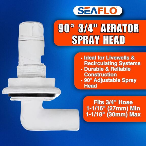 SEAFLO 90 Degree 3/4 Inch Aerator Spray Head for Livewell and Recirculating Systems image number 2