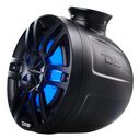 HYDRO 6.5" Short Marine Tower Speakers with Flat and Pole Mount, RGB LED Lights, 300 Watts, Black image number 2