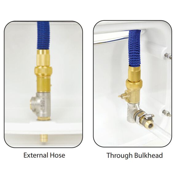 50' Expandable Blue Hose with Side Mount White Enclosure, Shutoff Valve & Nozzle image number 1