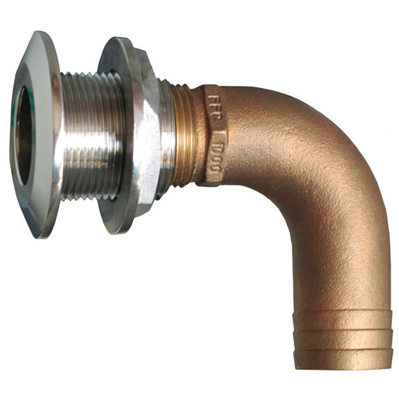 1 1/8" Stainless Steel Hose Thru-Hull, 90&deg; image number 0