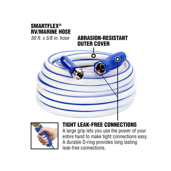 SmartFlex RV/Marine Hose 5/8" 50' 3/4" - 11 1/2 GHT Fittings image number 2