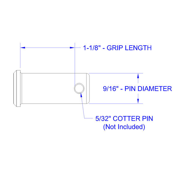 Stainless Steel Clevis Pin, 9/16" Dia. X 1 1/8" Grip Length image number 1