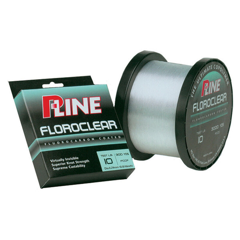 P-LINE Floroclear Fluorocarbon Coated Mono Line, Fluorescent Clear/Blue,  300 yds.