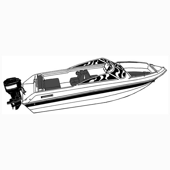 Styled-to-Fit Boat Cover for V-Hull Outboard Runabout Boats (Including Euro-Style) with Windshield and Hand or Bow Rails image number 2