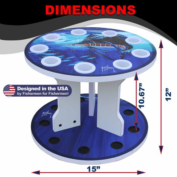 Guy Harvey Sailfish Spinning 9 Fishing Rod Storage Rack, Vertical Fishing Pole Rod Holder image number 6