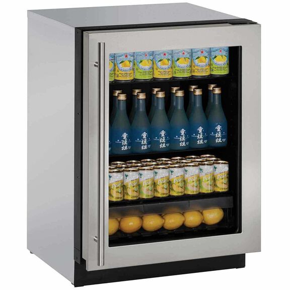 24" Stainless Glass Door Refrigerator image number 0