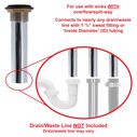 1-1/2" Drain, Flip Drain with Overflow, Straight, 1-1/4" Sweat Brushed Nickel image number 5