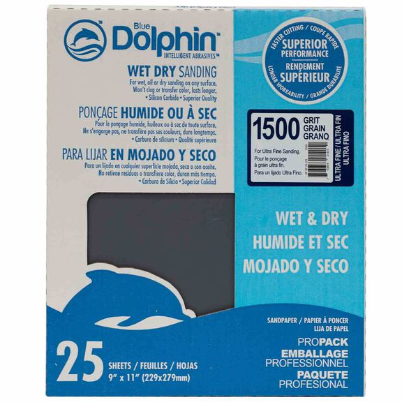 Wet/Dry Sandpaper Sheets, 1500 Grit, 25-Pack image number 0