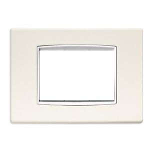 Vimar Eikon 3-Module Classic Cover Plate, Bright Varnished Metal, White Frame, Arctic White
