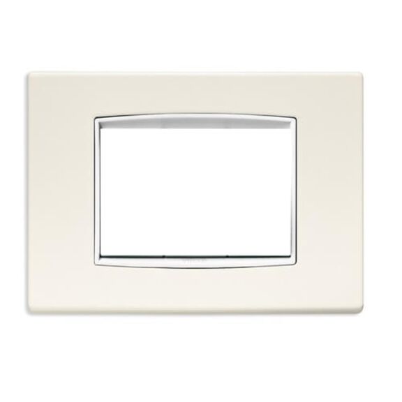 Vimar Eikon 3-Module Classic Cover Plate, Bright Varnished Metal, White Frame, Arctic White image number 0