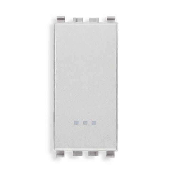 Vimar Eikon 1P 16AX 1-Way Switch, Lightable, Replaceable Button, Next (Silver) image number 0