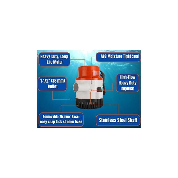 SEAFLO 01-Series 3700 GPH 24V Bilge Pump image number 1