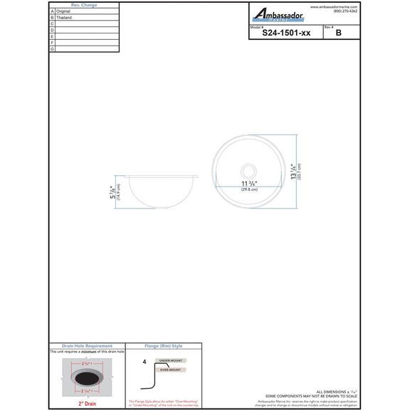 HalfSphere Sink Ultra-Mirror Finish, 304 Stainless Steel, 2" Drain, SoundKOTE image number 3
