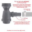 2" Drain, Trap Sink Drain, 1-1/4" & 1-1/2" Hose Barb, w/Strainer, w/Chain Stopper Brushed Finish image number 5