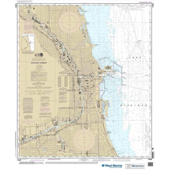 Maptech&reg; NOAA Recreational Waterproof Chart-Chicago Harbor, 14928 image number 0
