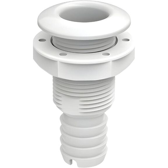 SEAFLO 5/8" Thru Hull Fitting with Check Valve, Polypropylene/Nylon, White, 1-Pack image number 0