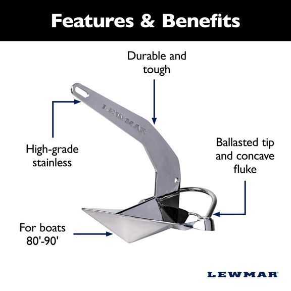 Epsilon Stainless Steel Anchor - 140 lb / 63 kg for Power and Sailboats image number 4