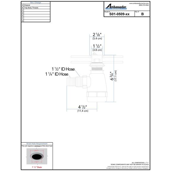 1-1/2" Drain, Flip Trap Sink Drain with Overflow, 1-1/4" & 1-1/2" Hose Barb Chrome image number 3