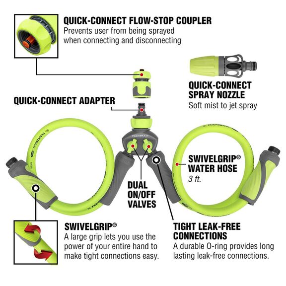 Flexzilla Marine Twin Outboard Flush Kit, 6-Piece 5/8" 3/4" - 11 1/2 GHT image number 2