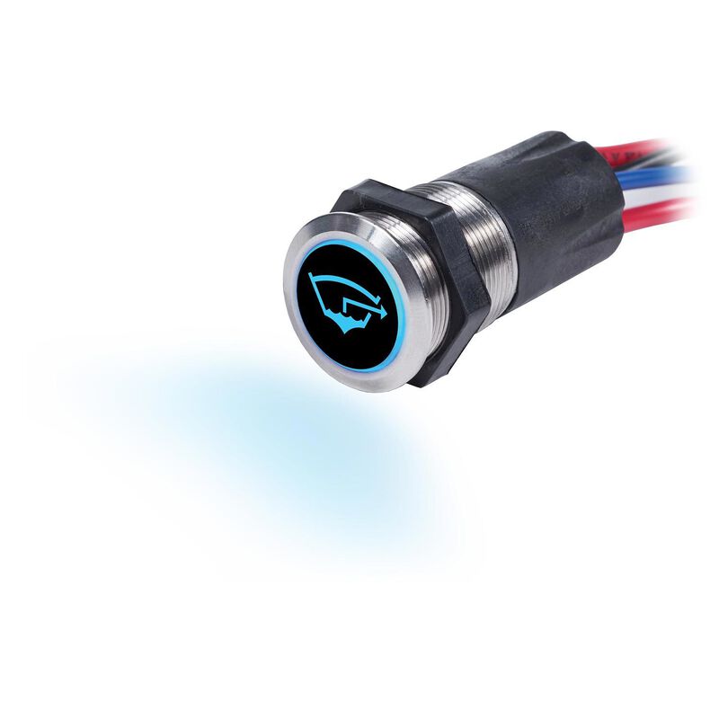 15A Blue/Red Backlit Push Button Switch, Off/Momentary On image number 0