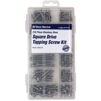 Stainless Steel Square Drive Tapping Screws, 216-Pack