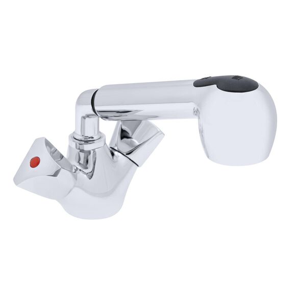 Trinidad Head/Shower Combo Faucet Pull-Out Kitchen Sprayer, 6' White Rubber Hose Chrome/White image number 0