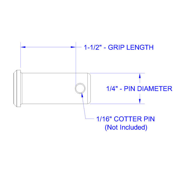 Stainless Steel Clevis Pin, 1/4" Dia. X 1 1/2" Grip Length image number 1