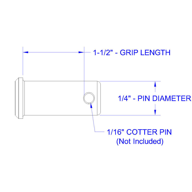 Stainless Steel Clevis Pin, 1/4" Dia. X 1 1/2" Grip Length image number null