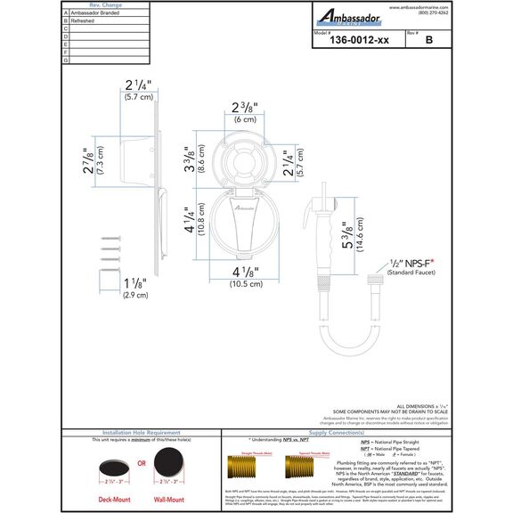 Recessed Shower Chrome Cup & Lid, Hammer-Head Black Sprayer, 6' Black Rubber Hose image number 3