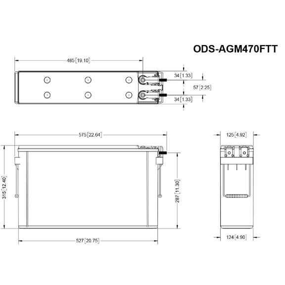 Odyssey Extreme ODS-AGM470FTT Marine AGM Battery with Thin Plate Pure Lead Technology, 214 Amp Hours, 1300 Cold Cranking Amps, 1450 Marine Cranking Amps, 475 Reserve Minutes image number 2