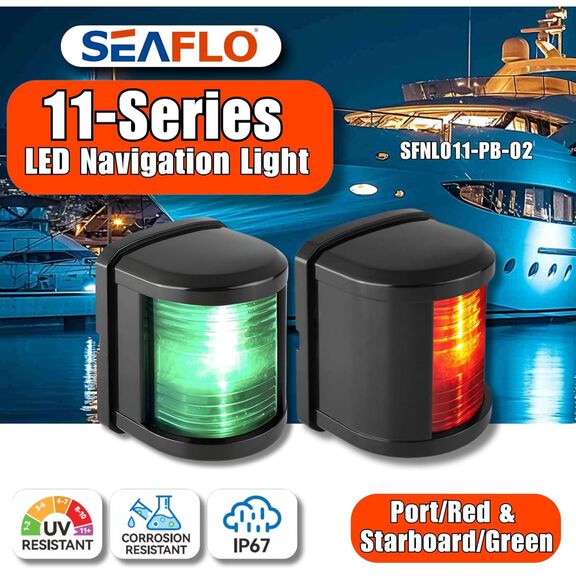 SEAFLO LED Port and Starboard Navigation Light Combo Black 12V 2NM Regular image number 6