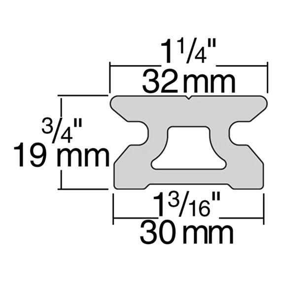 32mm Low-Beam Pinstop Track &mdash; 1 m, 3 Pinstop Holes image number 1