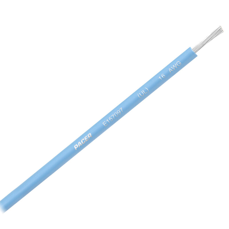 Primary Wire, Marine, 16 AWG, 1C C, Light Blue, PVC, Stranded, 600V, 250 ft.