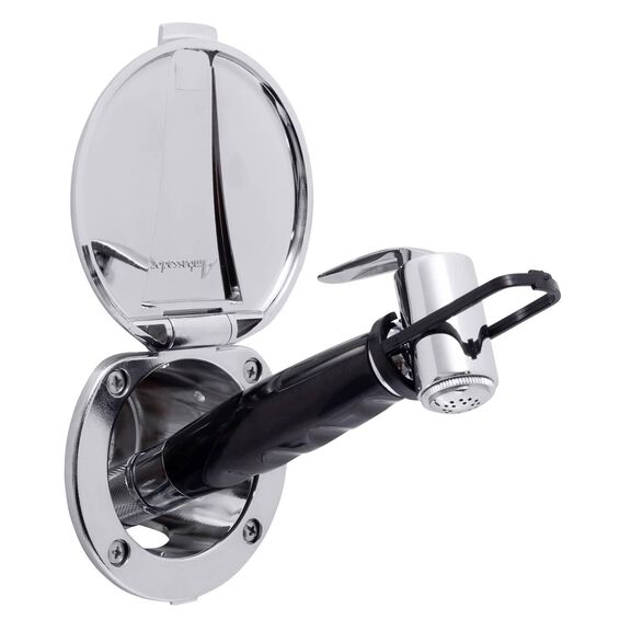 Recessed Shower Chrome Cup & Lid, Hammer-Head Black Sprayer, 6' Black Rubber Hose image number 1