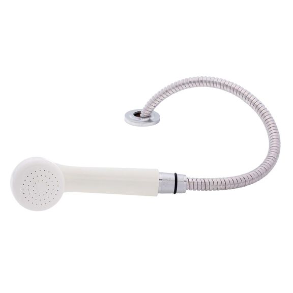 Deck-Mount Sprayer Large Warm White Sprayer No Hook, 6' Stainless Steel Hose, Low Profile Holder image number 1